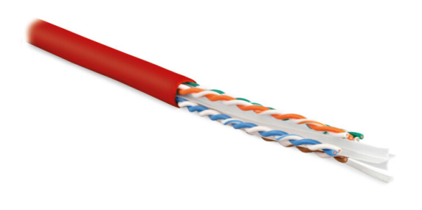UUTP4-C6-S23-IN-LSZH-RD-100 (100 м) Кабель витая пара U/UTP, категория 6, 4 пары (23 AWG), одножил. (solid), LSZH, нг(А)-HF| 273524 | Hyperline