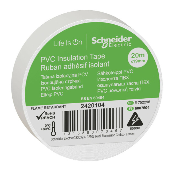 ИЗОЛЕНТА ПВХ 19мм Х 20м БЕЛАЯ | 2420104 | Schneider Electric