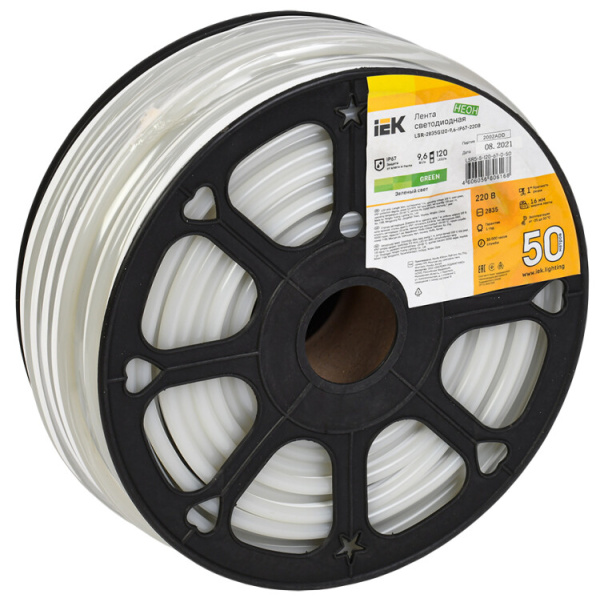 Лента светодиодная "неон" 50м LSR-2835G120-9,6-IP67-220В | LSR5-5-120-67-0-50 | IEK