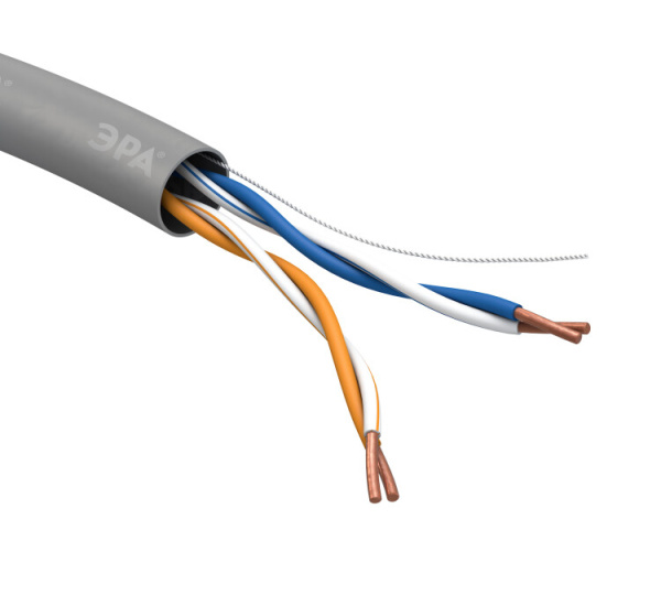 ЭРА Кабель витая пара U/UTP 2x2x24 AWG Cat5e CU PVC 305м | Б0044428 | ЭРА