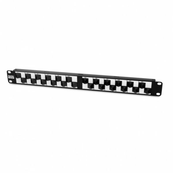 Патч-панель PP2A-19-24S-8P8C-C5E-110 19", 1U, с угловыми портами, 24 порта RJ-45, категория 5e, Dual IDC | 44391 | Hyperline