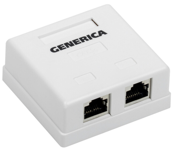 Розетка инф. настенная RJ45 кат. 5Е FTP 2 порта GENERICA | CS2-1C5EF-22-G | ITK