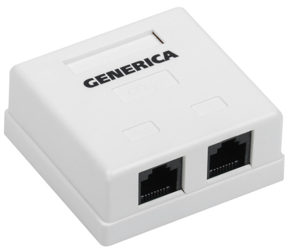 Розетка инф. настенная RJ45 кат. 5Е UTP 2 порта GENERICA | CS2-1C5EU-22-G | ITK