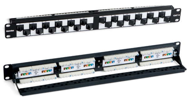 Патч-панель PP2A-19-24S-8P8C-C6-110 19", 1U, с угловыми портами, 24 порта RJ-45, категория 6, Dual IDC | 37957 | Hyperline