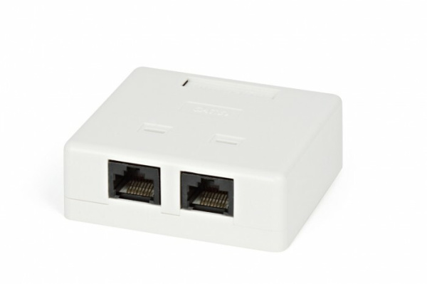 SB1-2-8P8C-C6-WH Розетка компьютерная RJ-45(8P8C), категория 6, двойная, внешняя, Dual IDC | 430235 | Hyperline