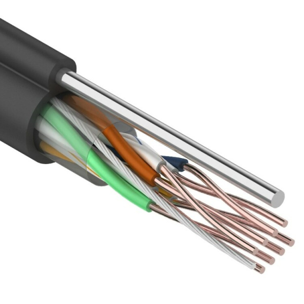 Кабель UTP 4PR 24AWG CAT5e 305м OUTDOOR + ТРОС*1 | 01-0046 | REXANT