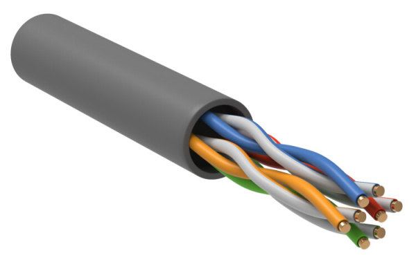 Витая пара U/UTP 5E 4х2х24AWG solid PVC серый (305м) РФ | LC1-C5E04-111-R | ITK