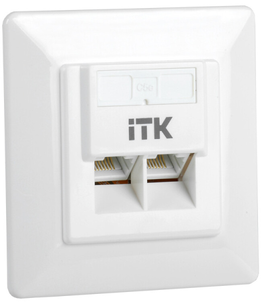 Внутренняя инф. розетка RJ45 кат. 5Е UTP 2 порта | CS2-1C5EU-2-1 | ITK