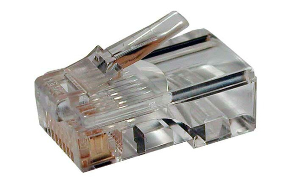 Разъем под витую пару PLUG-8P8C-U-C5-100 RJ-45(8P8C) кат.5e (50 µ"/ 50м.дюй.),универсальный (д. одн. имногож. каб.) (100 шт) | 49377 | Hyperline