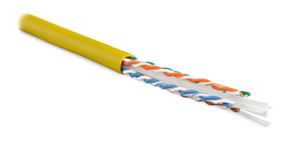 UUTP4-C6-S23-IN-LSZH-YL-100 (100 м) Кабель витая пара U/UTP, категория 6, 4 пары (23 AWG), одножил. (solid), LSZH, нг(А)-HF| 273525 | Hyperline