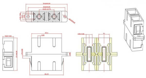 Адаптер проходной оптический FA-P11Z-DSC/DSC-N/BK-BG SC-SC, MM, duplex, корпус пластиковый, бежевый, черные колпачки | 242823 | Hyperline