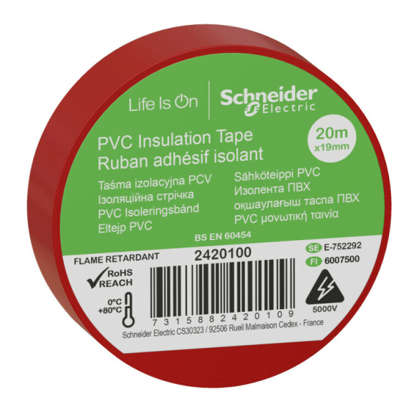 ИЗОЛЕНТА ПВХ 19мм Х 20м КРАСНАЯ | 2420100 | Schneider Electric